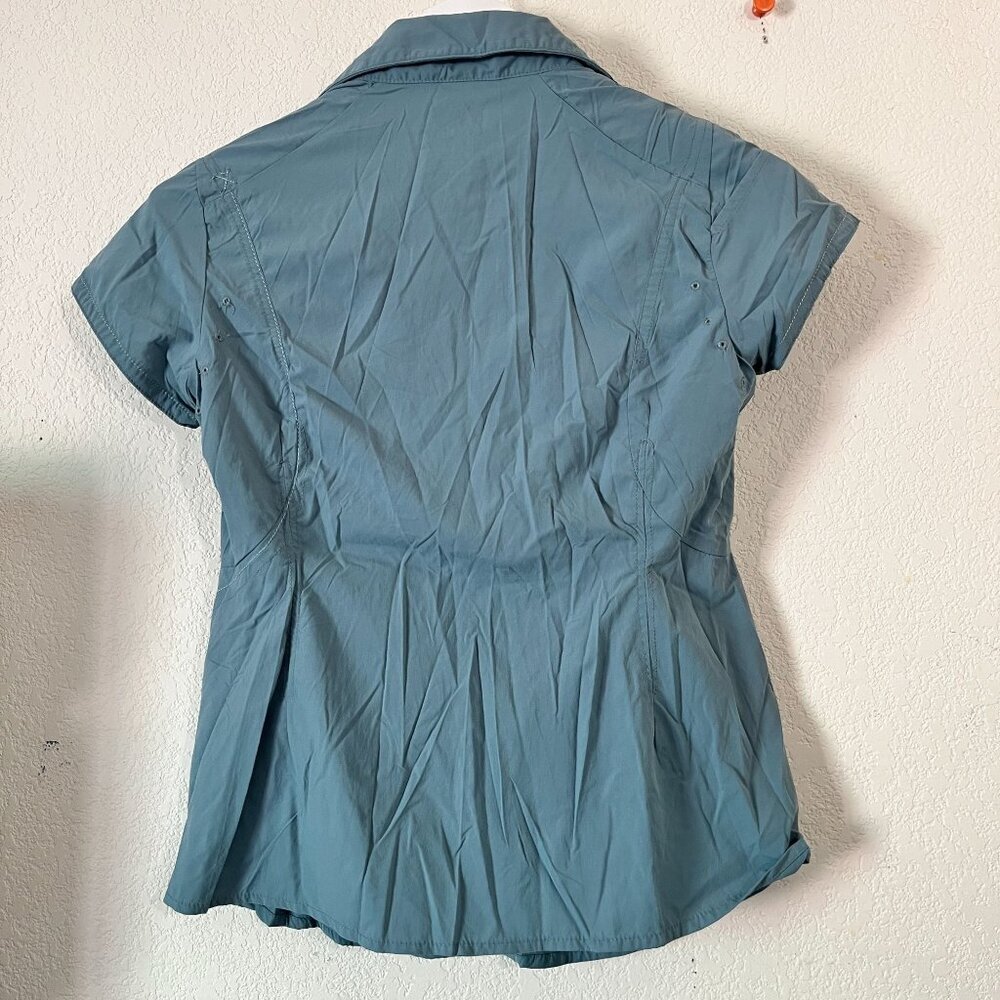 Mountain Hardwear Womens Short Sleeve Button-Up Shirt Size 6 Blue Lightweight - Picture 4 of 9